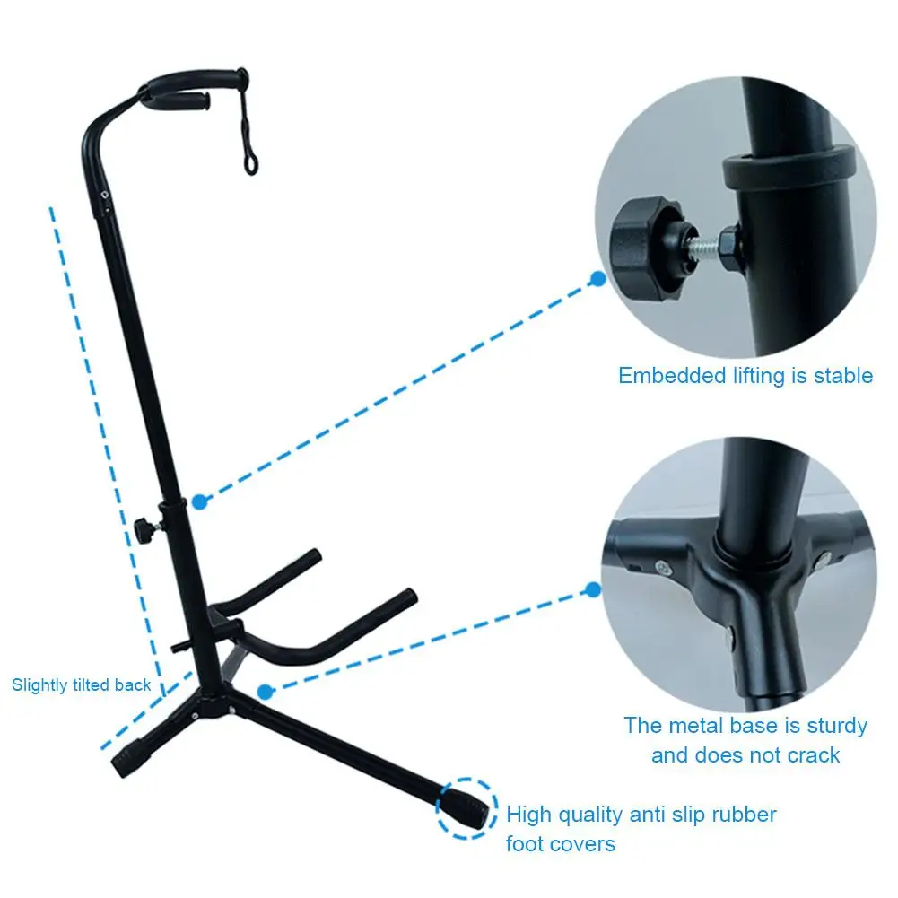 금속 기타 플로어 스탠드 악기 삼각대 거치대, 어쿠스틱 일렉트릭 기타베이스 기타 액세서리 W2w1, 1 개