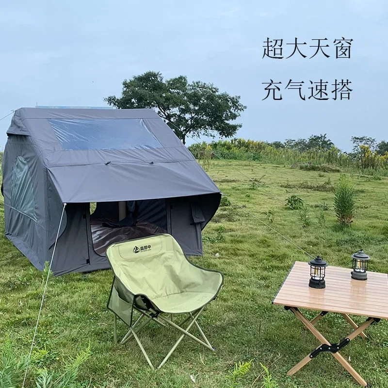 Extra-large skylight inflatable tent outdoor rain-proof portable inflatable camping tent thickened double tent.