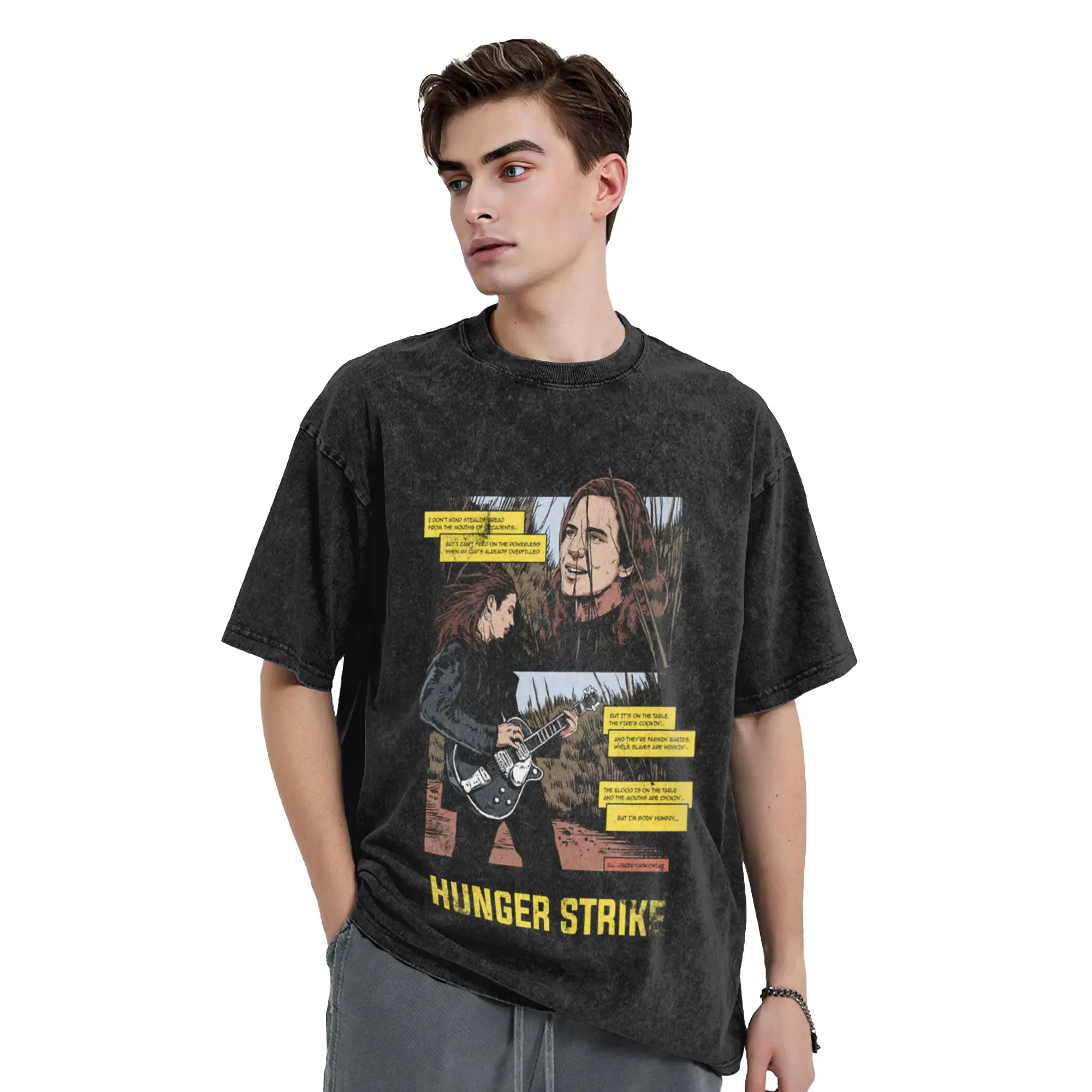 Hunger Strike  91 Classic Trendy A T-Shirt Oversized Short Sleeve Men's Women's Cotton Tees Tops