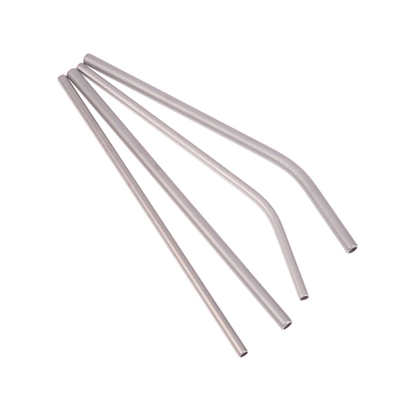 

1Pcs Reusable Pure Titanium Straight/Bend Straws Sandblasted With Cleaning Brush For Medicine Milk Tea Beverages
