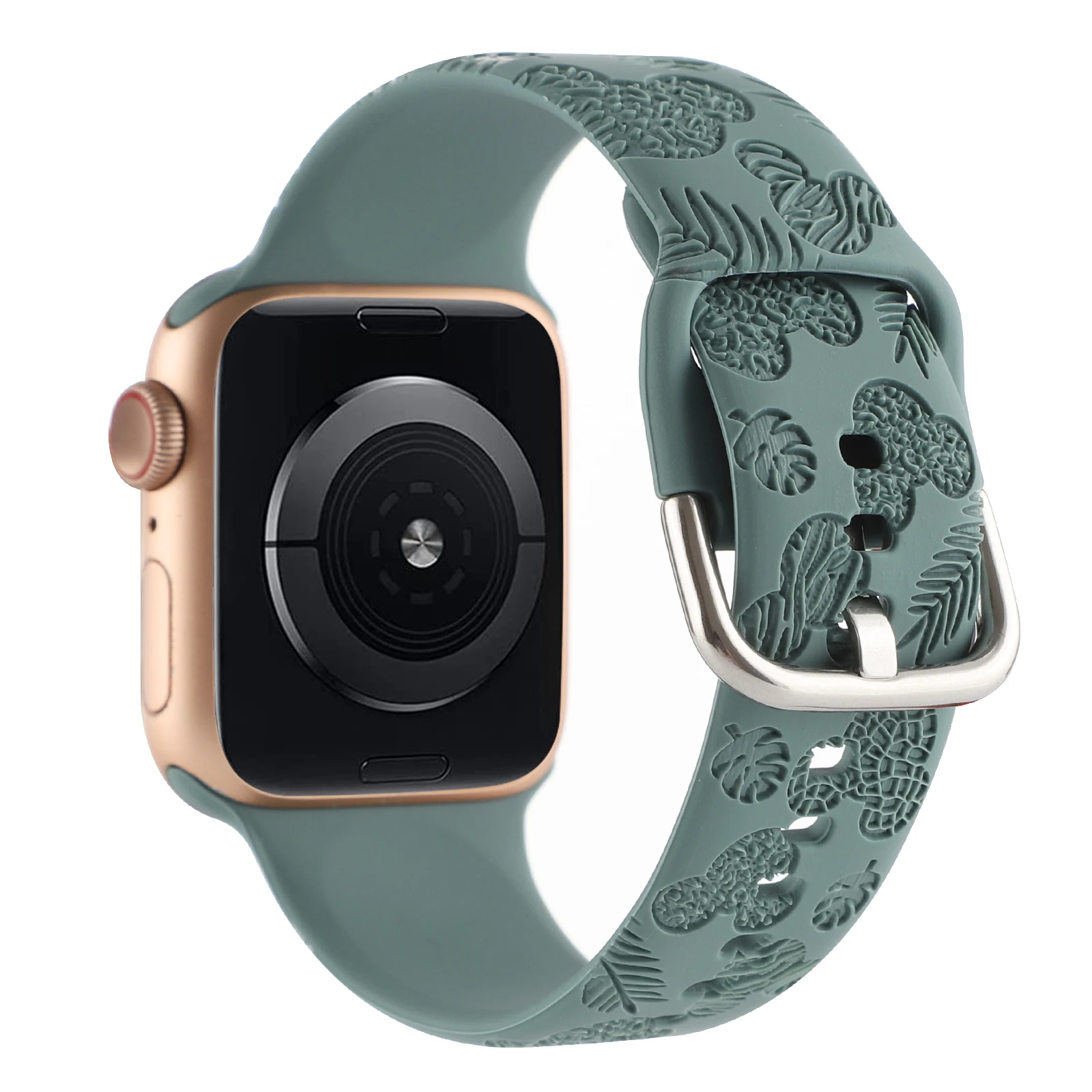 حزام سيليكون لساعة أبل الفرقة الكرتون النقش نمط ورقة سلسلة ل Iwatch40 41 42 44 45 49 مللي متر المرأة لطيف معصمه