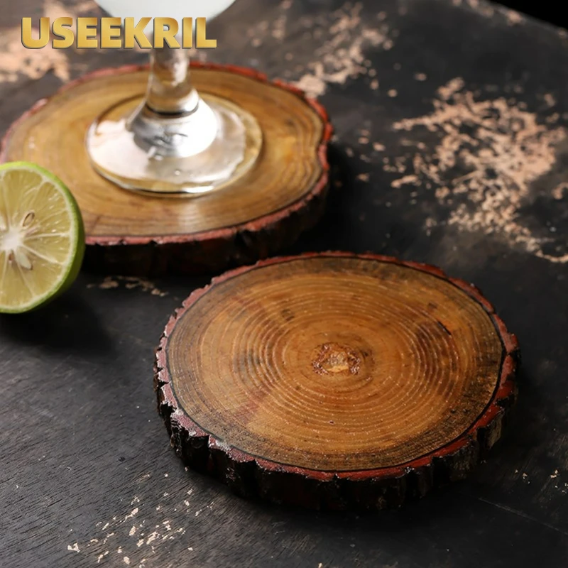 Natural Round Wooden Slice Cup Mat Durable Coaster Tea Coffee Mug Drinks Holder For DIY Tableware DÉCor Bar DÉCor Bar Accessorie