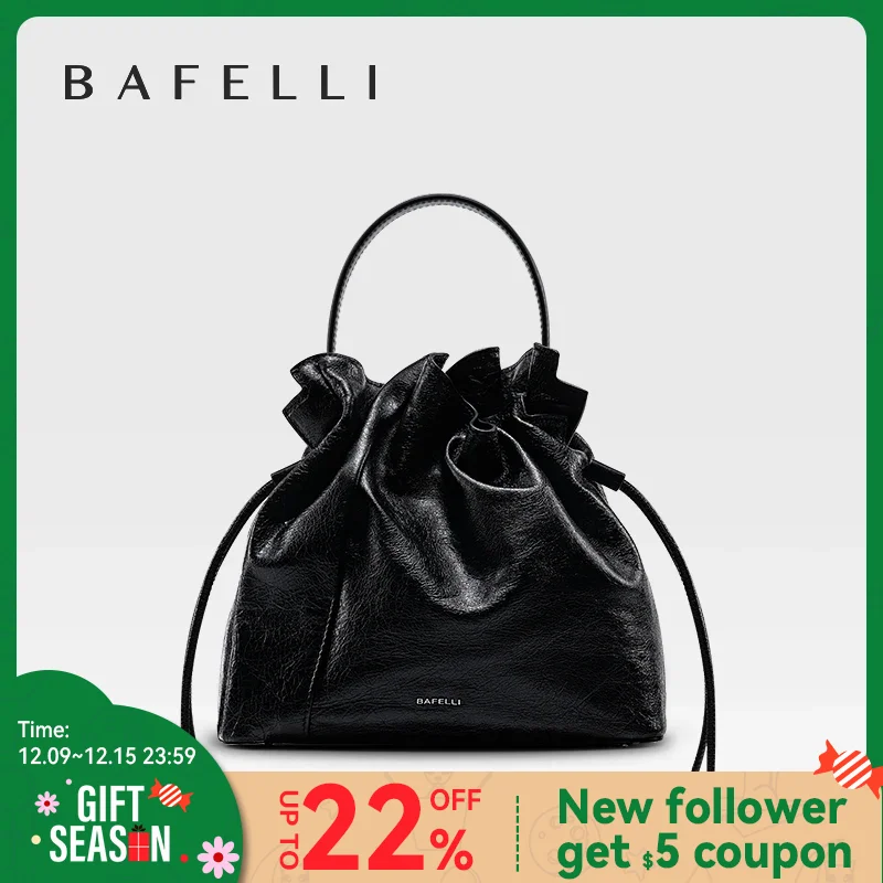 Bafelli 2024 neue Frauen tasche Leder lässige Eimer Handtaschen für weibliche Trend Mode Shopper Geldbörse Luxusmarke Schulter