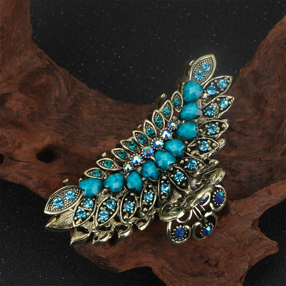 1 قطعة مشبك شعر ريترو حجر الراين البني مقاطع ذيل حصان متينة مشبك فكي أنيق سهل الاستخدام إكسسوارات الشعر هدية للنساء