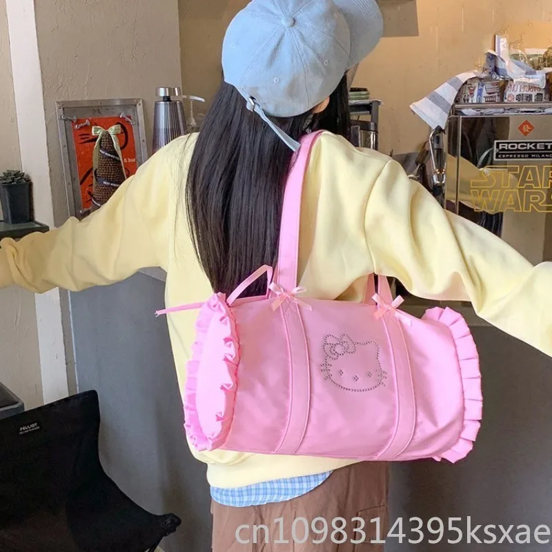  Large Capacity Shoulder Bag for Women Kawaii Hello Kitty Tote Durable Handbag Luxury Designer Girls Bag
