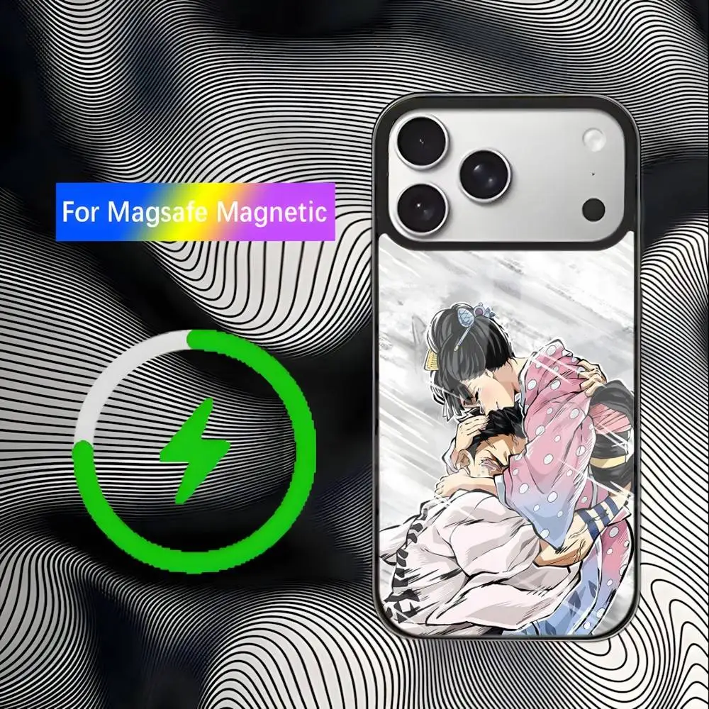 حافظة هاتف Akaza D-Demon S-Slayer لهاتف iPhone 17,16,15,14,13,12,11,Pro,Max,Plus,Mini,SE4,E شحن لاسلكي مغناطيسي Magsafe