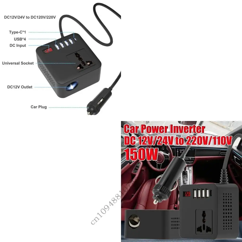 Stable 150W Stable 300W Highest Vehicle Inverter Converts 12V 24V Direct Current to 110V 220V Alternating Current 
