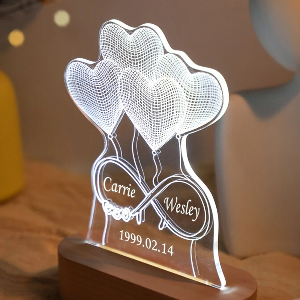 Custom 3D Photo Lamp Night Light Engraving Base Custom Wedding Anniversary Birthday Christmas 3D Lamp Gifts Support Dropshipp