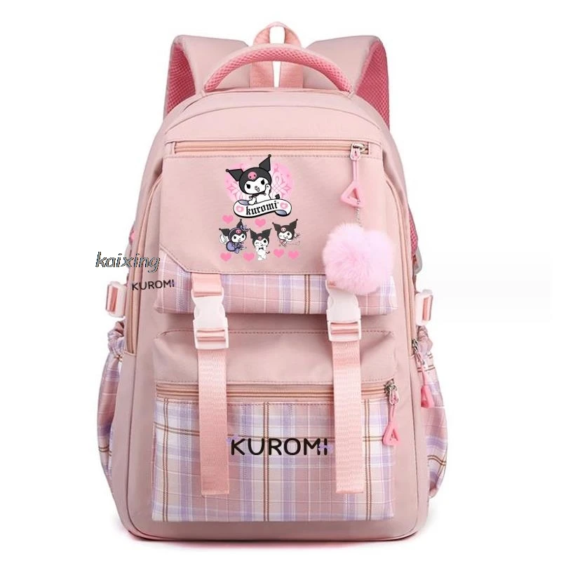 Lovely Kuromi Melody Backpack Teenager Girl Canvas Backpack Schoolbag Large Capacity School Bookbag Rucksack Travel Bag Mochila