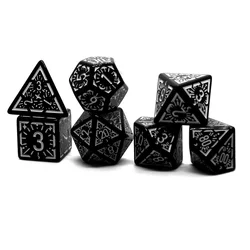 7Pcs Set Classical Rune Relief Board Game Dice Set, TRPG Dice With Box Polyhedral Table Game Dice for RPG Dice Games