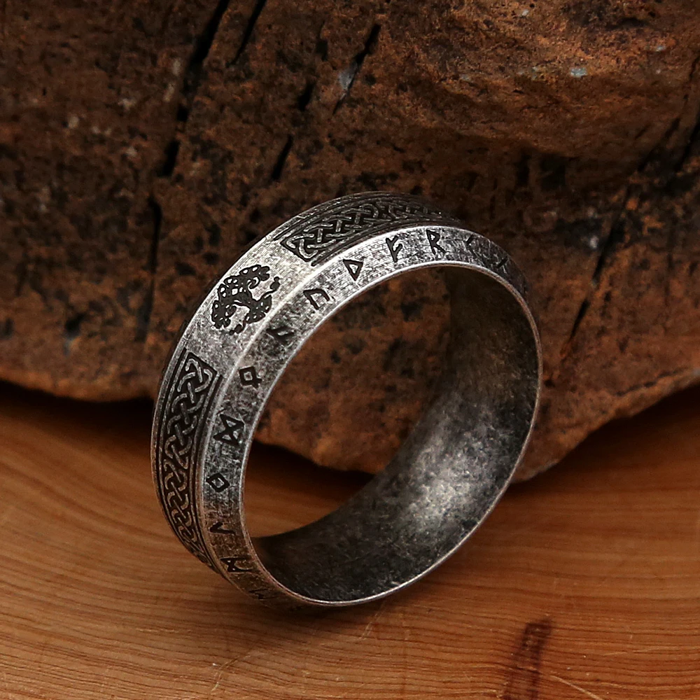 Fashion Viking Tree Of Life Ring Stainless Steel Ventage Nordic Celtic Knot Ring For Men Rune Amulet Jewelry Gift Dropshipping