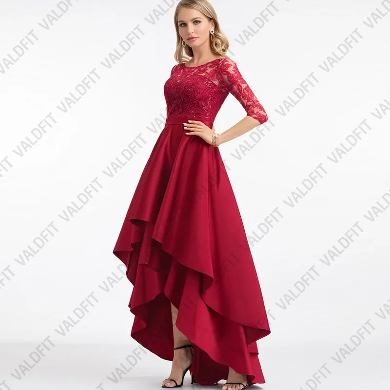 

Customized High Low Tiered Red Satin Mother of the Bride Dresses for Wedding Evening Dress vestidos para madre de novia 2024