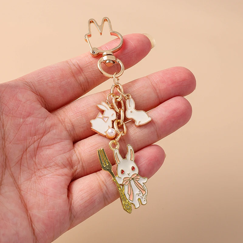 Aihua Lovely Carrot Rabbit Keychain For Women Cute Animal Bunny Key Rings Car Key Handbag Pendant Jewelry Souvenir Gifts