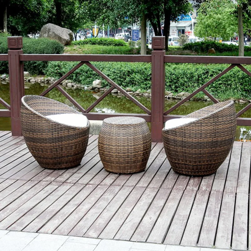 Custom Outdoor Dining Room Three-Piece Set Outdoor Leisure Rattan Chair