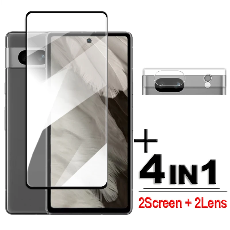 

4in1 For Google Pixel 7A Glass Pixel 5 5A 6 6A 7 7A Tempered Glass 2.5D Full Cover Screen Protector Google Pixel 6A 7A Lens Film