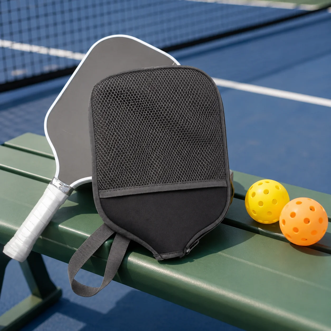 Pickleball Racket Cover with Mesh Bag Strap Portable Pickleball Racket Protective Sleeve Nylon Thickened Sports Racket Bag view 4