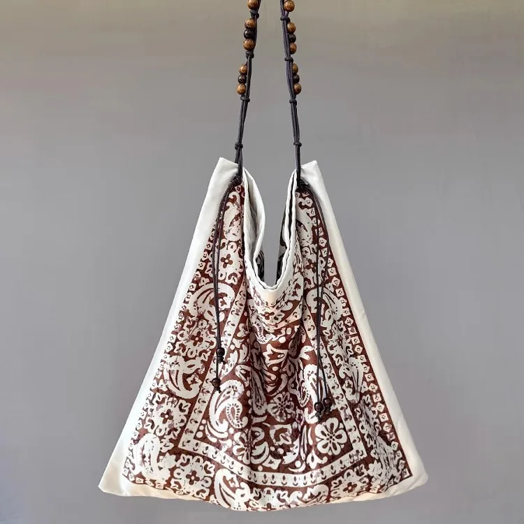 Tote Bag Large-capacity Commuter Beaded Single-shoulder Armpit Bag Handbag Women Print Fashionable Personality Summer