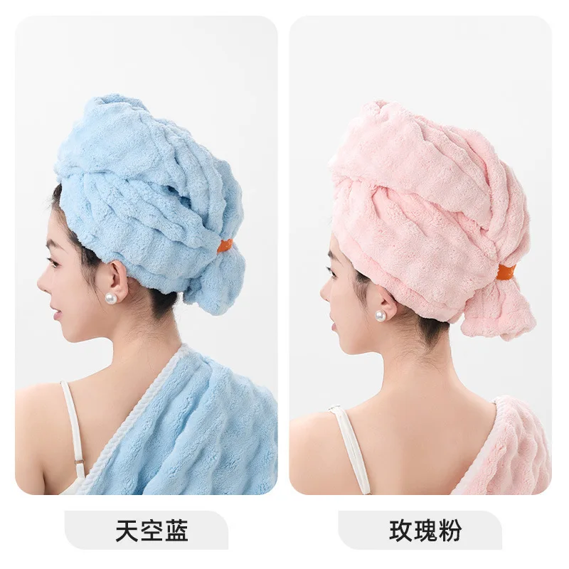 N19 دروبشيب 2 قطعة قبعة الشعر المخملية عقال منشفة المنزل غير تهب قبعة حمام قبعة دش قبعات الحمام التجفيف السريع وشاح