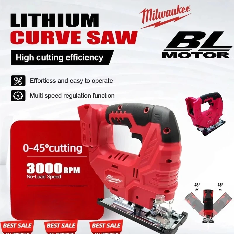 

Milwaukee 3000RPM Cordless Electric Curved Saw 750W Electric Jig Saw Woodworking Cutting Power Tools For Milwaukee Battery