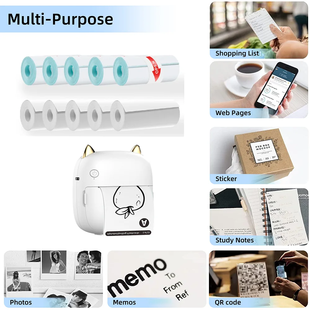10 Rolls 57mmx25mm Thermal Paper Label Sticker Paper For X5 Portable Mini Wireless Bluetooth Mini Pocket Label Notes Printer