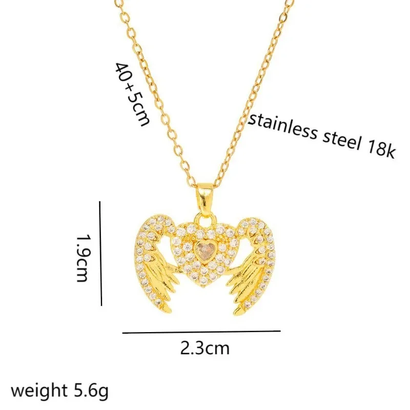 قلادة نسائية من الفولاذ المقاوم للصدأ مرصعة بشكل صغير على شكل جناح الملاك، سلسلة عصرية وعصرية على شكل عظمة الترقوة، جميع الماس رائعة #2