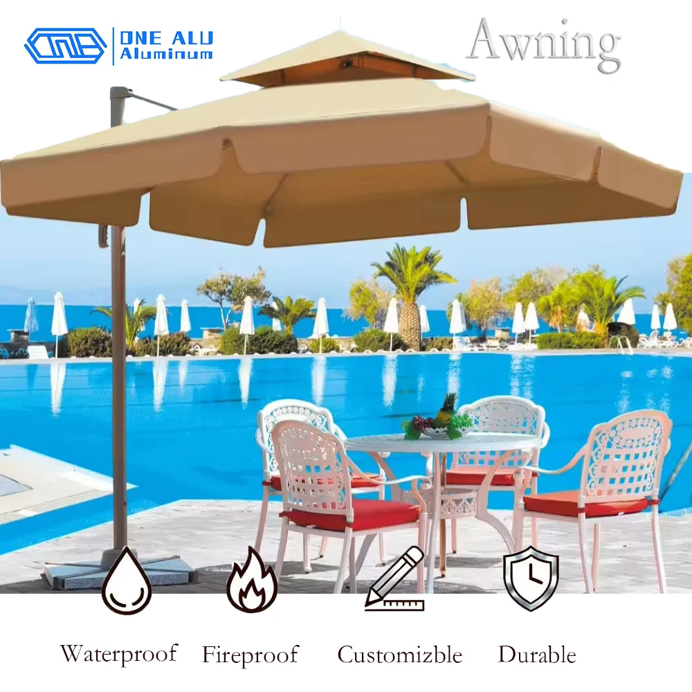 

Многопозиционный уличный римский зонт OneAlu 3x3 м с боковой стойкой — большой металлический каркас для ресторана и кафе