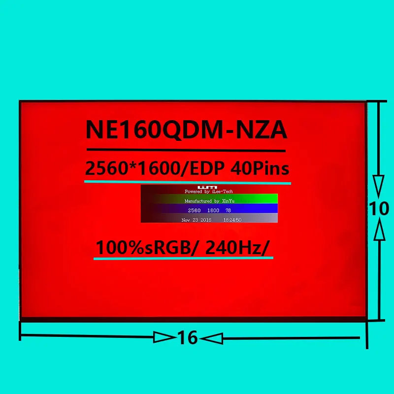 16.0'' Inch 240Hz Laptop LCD Screen NE160QDM-NZA MNG007DA2-3  B160QAN02.3 Display Panel  IPS  2560X1600 100% sRGB EDP 40 Pins