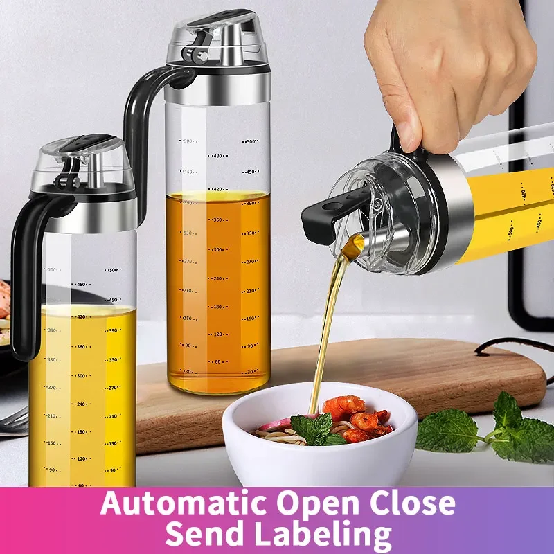 450/550ML Cooking Seasoning Bottle Dispenser Sauce Bottle Glass Storage Bottles For Spice Glass Oil Spray Vinegar Kitchen Tools