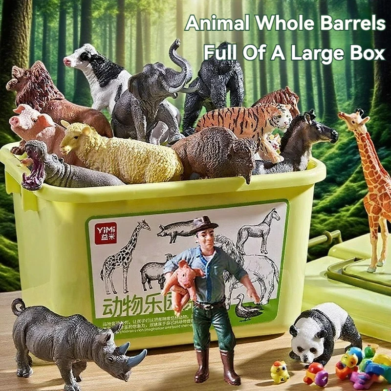 Montessori Toy Wild Farm Dinosaur Ocean Cat Animals Model Action Figure Zoo Figurines Cute Miniature Education Game for Kid Gift