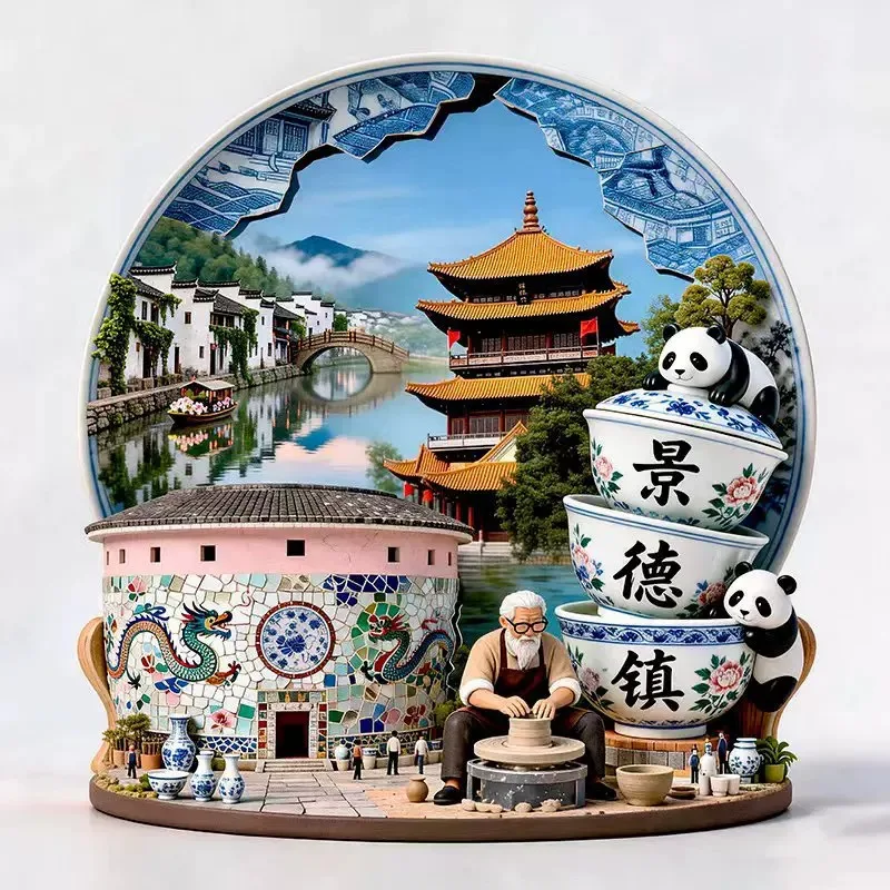 China Metal Fridge Stickers Jingdezhen Travel Souvenirs Ning Xia Hangzhou Kaifeng Shanxi Zhangjiajie Fridge Magnets Gifts