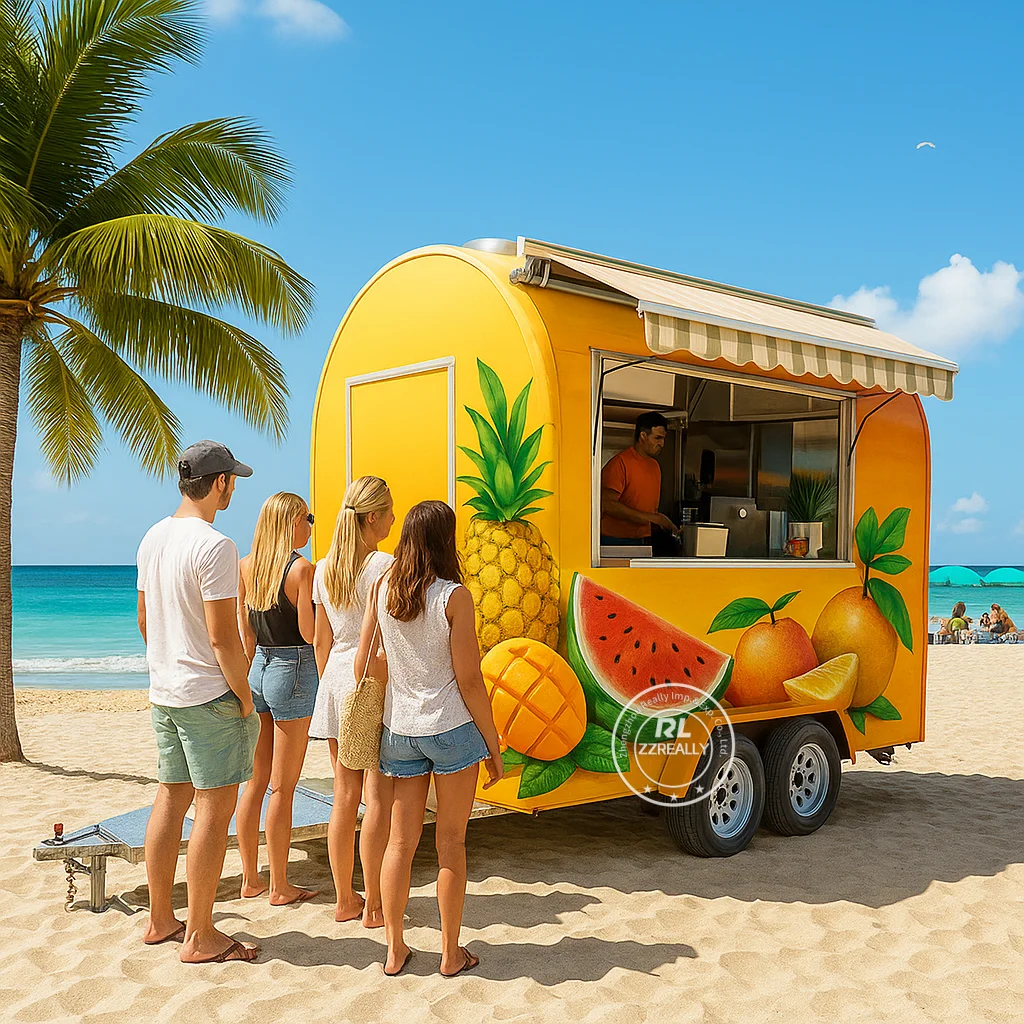 

Mobile Catering Concession Food Trailer Fully Equipped Food Trailer Europe Standard With Full Kitchen