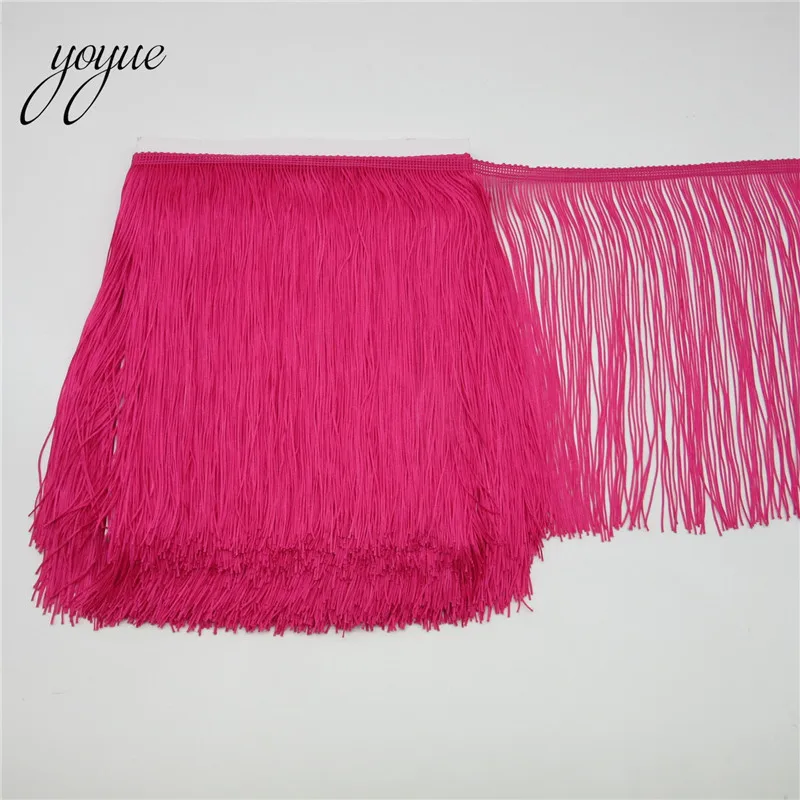 YOYUE 1Yards/lot 20cm Wide Lace Fringe Trim Tassel Fringe Trimming For DIY Latin Dress Stage Clothes Accessories Lace Ribbon