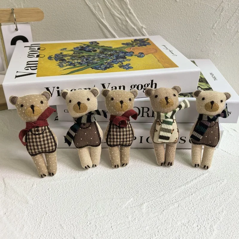 Handmade Cartoon Scarf Bear Animal Brooch 3D Fabric Clothing Accessory DIY Craft Premium Quality Soft Mini Brown Cute for Women