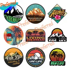 Adventure Waits Van Surf Hawaii Surf Sticker EURO DUB Camper Camper Car Sticker Funny Decal Motorcycle Car Boat Vinyl Decal