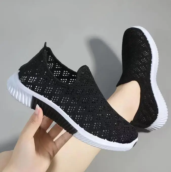 Neue Sommer mode Damenschuhe Mesh Sportschuhe atmungsaktive Wohnungen weiche Sohle lässige Turnschuhe