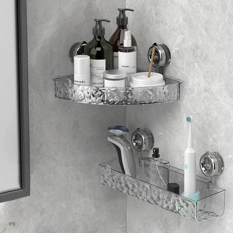 Shower Room Suction Cup Storage Shelf Basket Home Bathroom Organizer floating Shelf Decorative Easy Install Bathroom Accessories