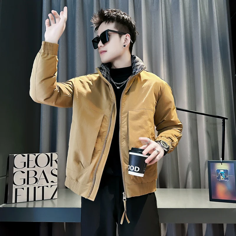 

Мужская утепленная хлопковая куртка Slim Fit, размеры XS-S, молодежная повседневная верхняя одежда с молнией и боковыми карманами