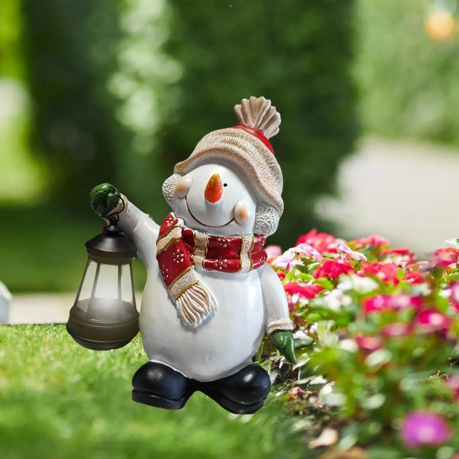 

Solar Garden Snowman Statue Snowman Figurine for Backyard Outdoor Balcony