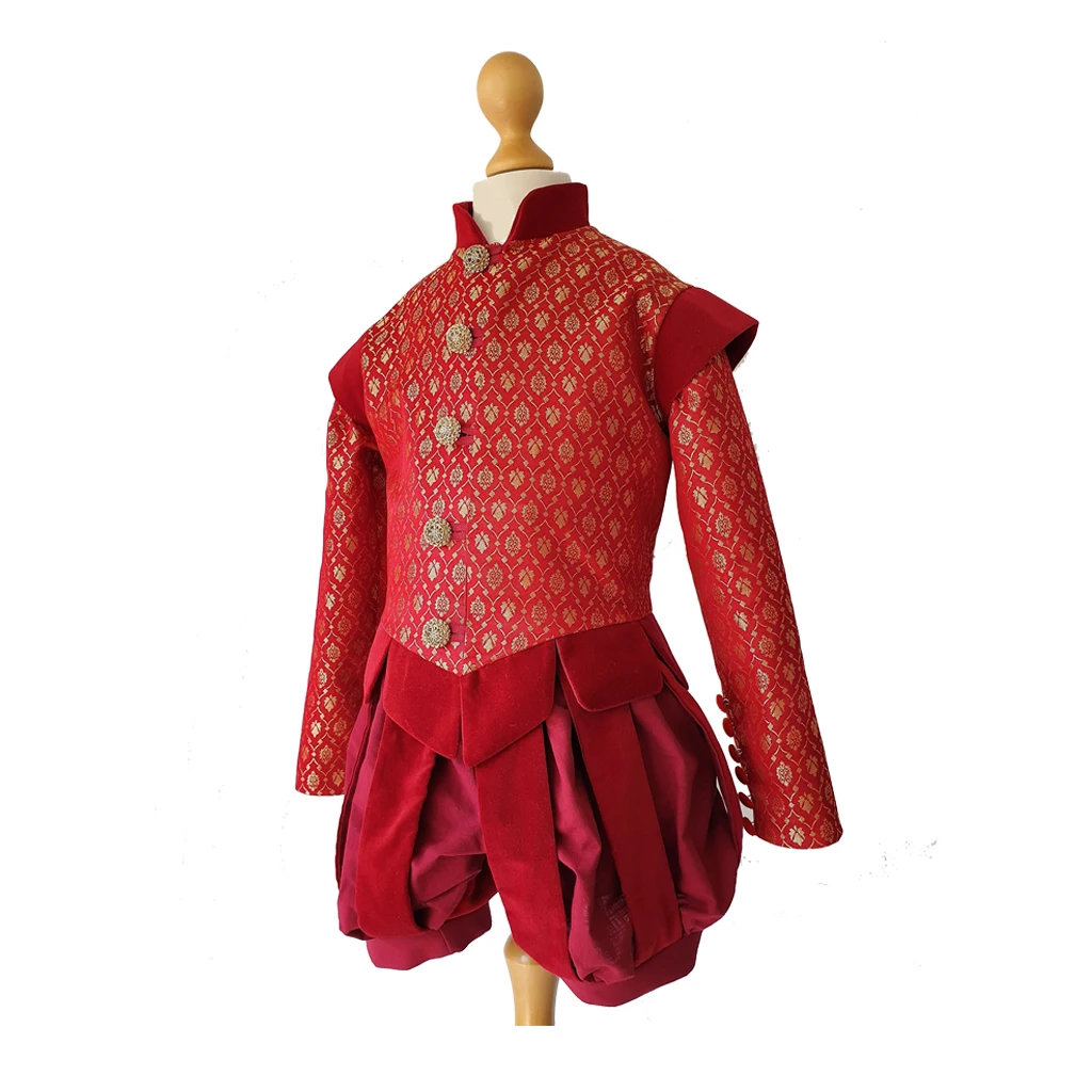 Headless Nick Cosplay Costume Red Outfits Tudor Elizabethan Men's Costume Suit Full Set Tudor King Prince Cosplay Oufit Ball Gow