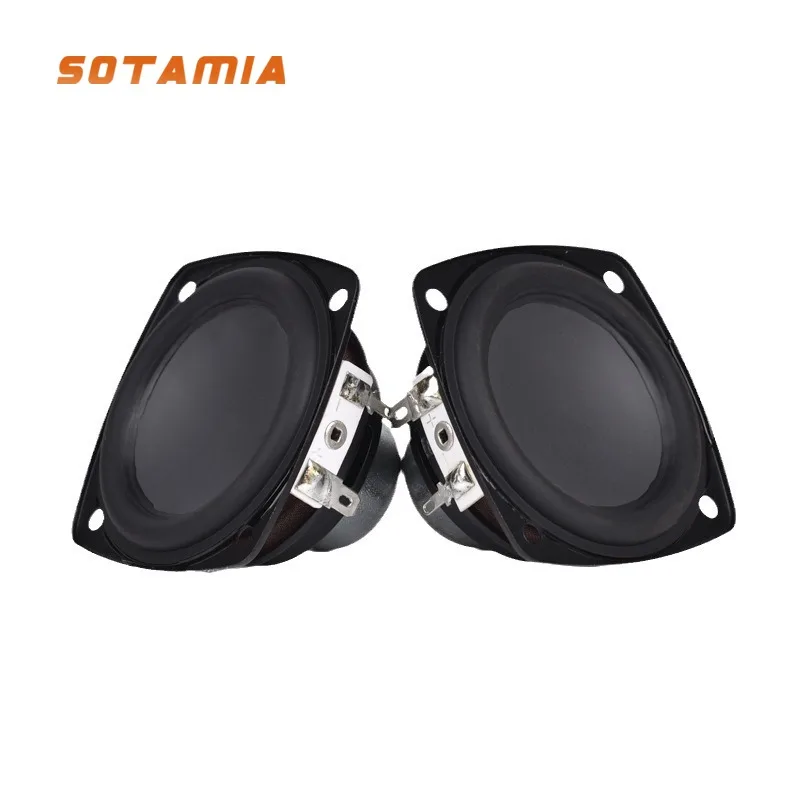 SOTAMIA 2Pcs 2.75 Inch 4 Ohm 15W Audio Speaker Full Range Power Loudspeaker Rubber Edge Internal Magnetic DIY Bluetooth Speakers