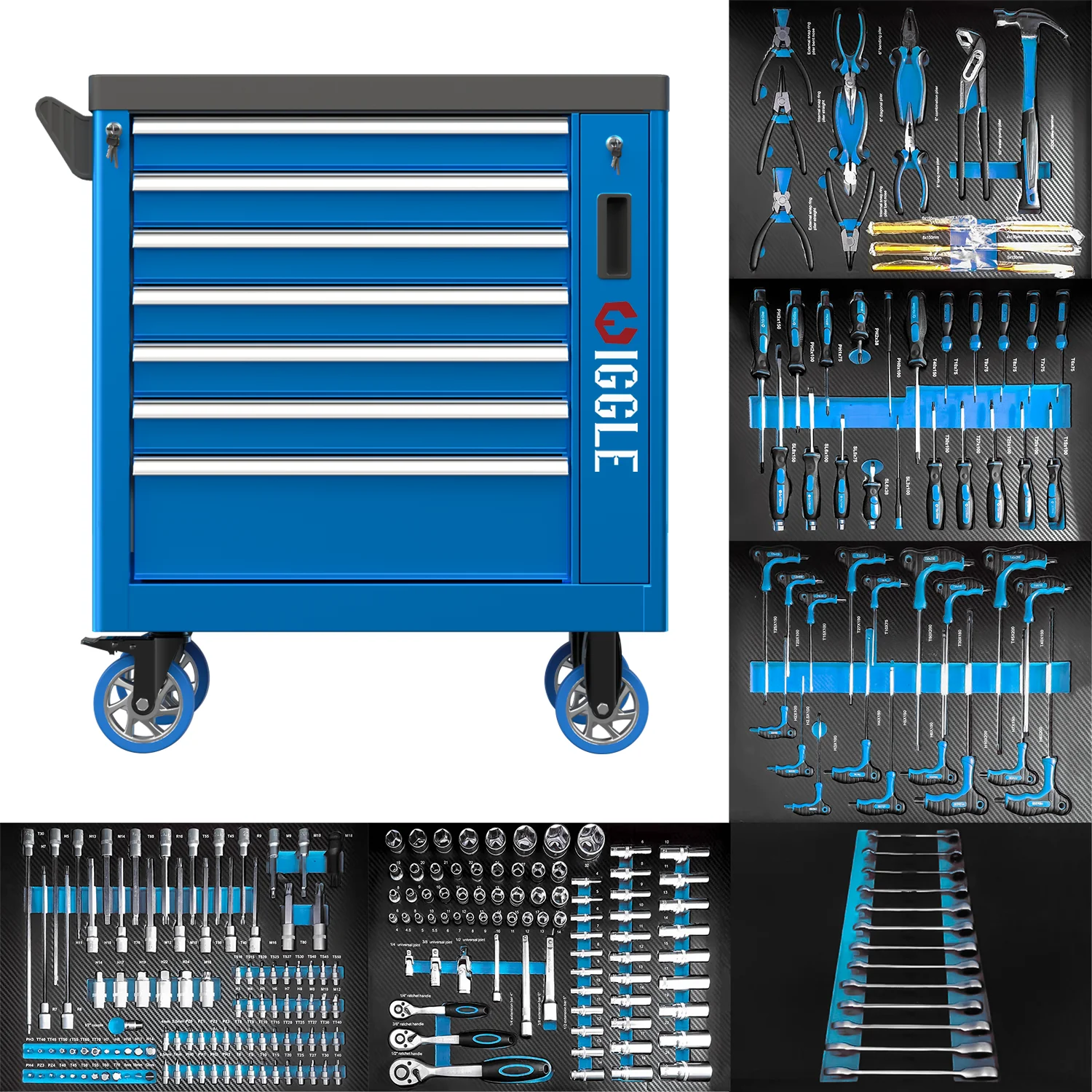 

Professional 7 Drawers Roller Tool Sets Box Storage Tool Trolley/ Chest/ Cabinet / Cart With Herramientas Tools