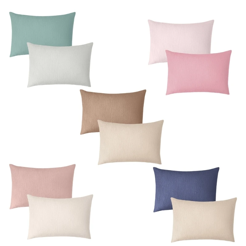 Housse coussin couleur unie pour tout-petits, taies d\'oreiller respirantes pour enfants en bas âge, 2 pièces, qualité