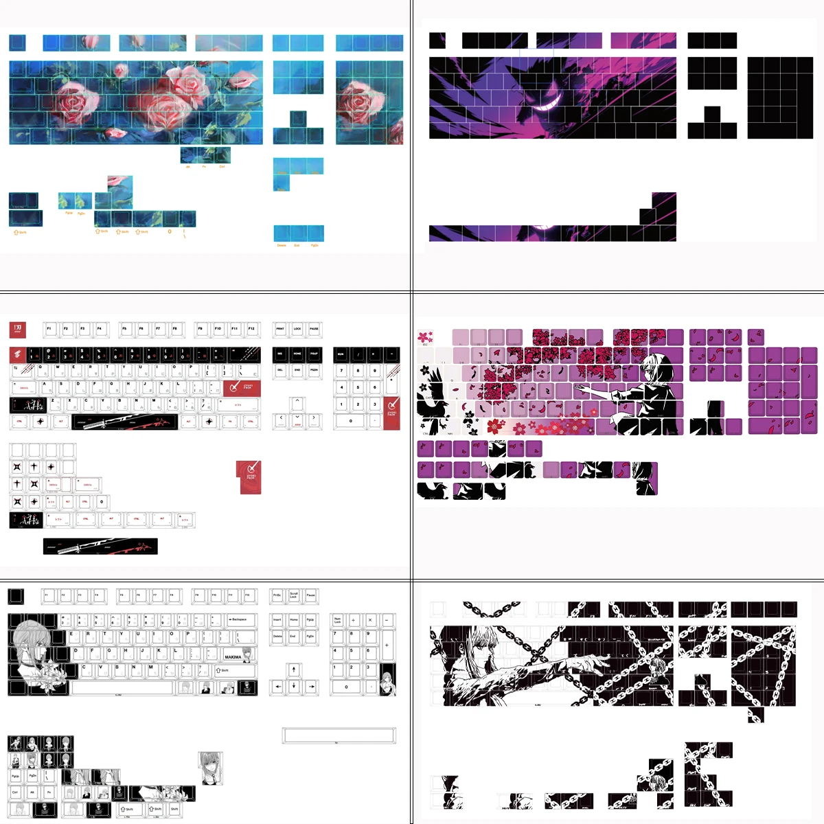 

Anime Kecyaps PBT Keycaps Cherry Profile Dye-Sublimate Side Print Light Through keycaps For MX Switches Mechanical Keyboard