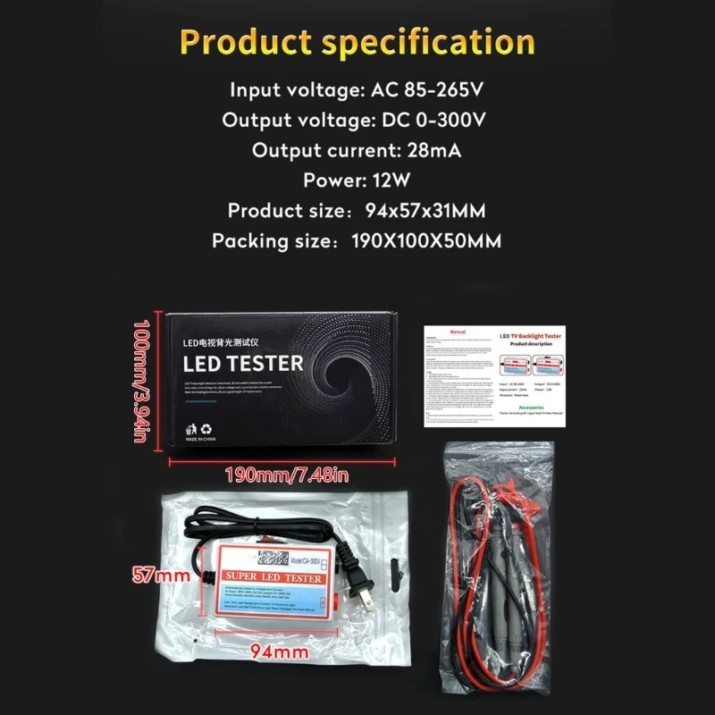 AC85V-265V 12W LED Current Tester Backlight Tester LCD Maintenance Device