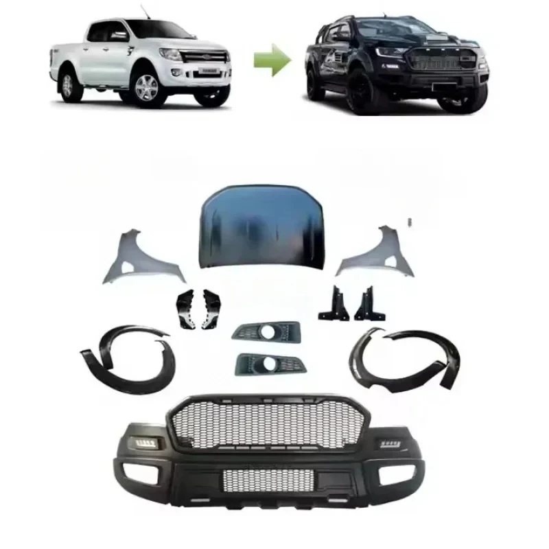 

2012-2016 Ranger T6 RAPTOR Car Body Parts Modified T6 Upgr Front Bumper and Headlight Kit