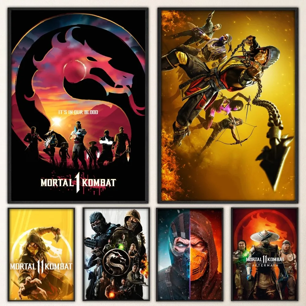 Mortal Kombat videogioco Poster Fancy Wall Sticker per soggiorno Bar Vintage pittura decorativa centrale