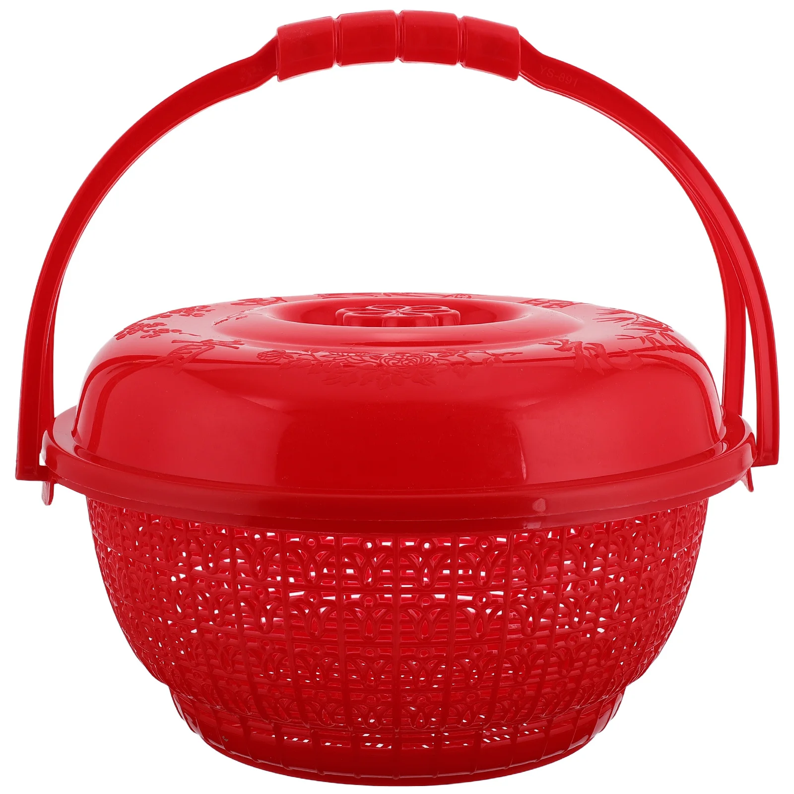 

Round Red Handheld Basket Space Saving Multifunctional for Bread Fruit Vegetable Egg Storage Kitchen Harvest Berry Picking
