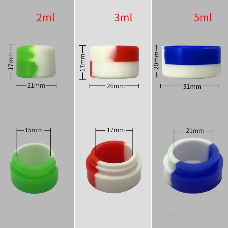 Mix 10Pcs 3ML Nonstick Silicone Container Non-stick Oil Wax Storage Box Silicone Jar Travel Face Cream Liquid Ointment Container