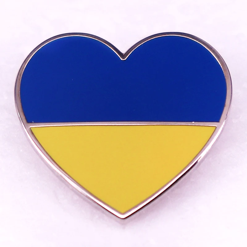 Ukrainian Flag Blue Yellow Heart Badge Enamel Pin Brooch Jewelry