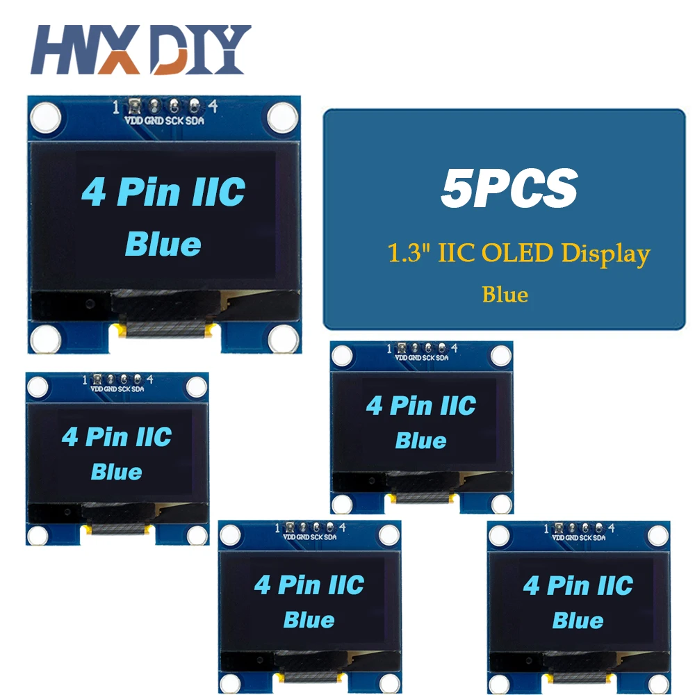 NONE 1-10 stücke 1,3 "Weiß Blau Farbe IIC OLED Display Modul Stick Chip SH1106 128X64 1,3 Zoll LCD IIC I2C Kommunizieren Für Arduino 5